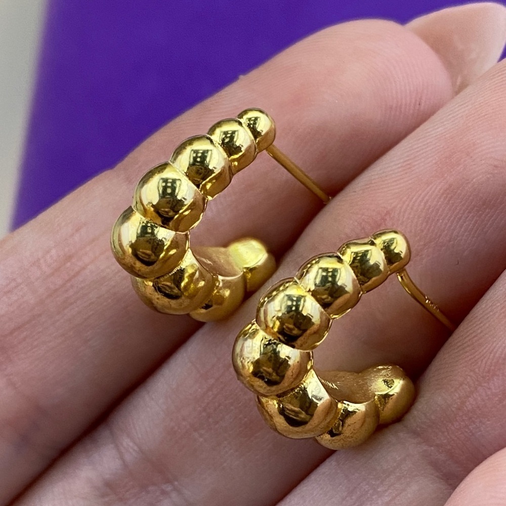 💛 Classic 18k Gold Vermeil Bubble Hoop Earrings